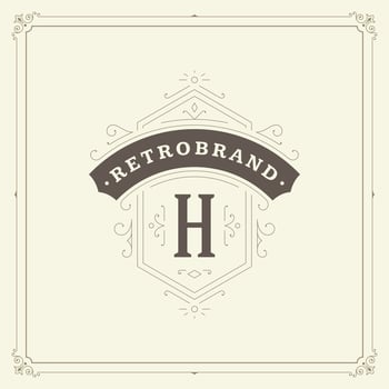 Ornament monogram logo design template flourishes calligraphic vintage frame. vector