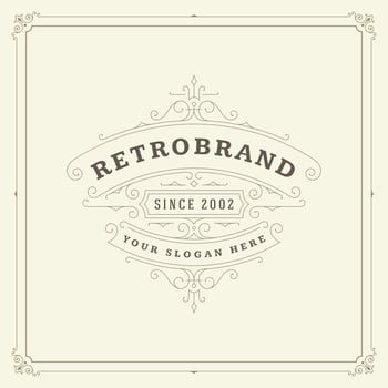Ornament logo design template flourishes calligraphic vintage frame. vector