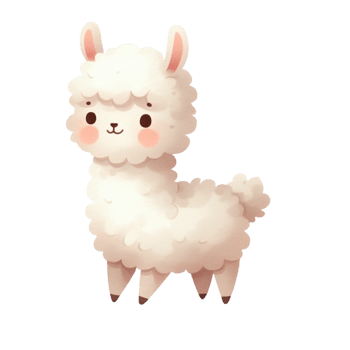watercolor graphics cute white llama png