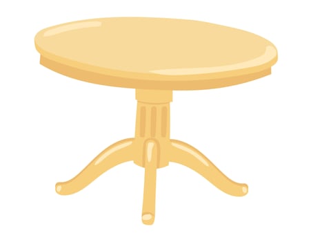 Elegance table in flat design. Round desk with curved legs for restaurant. illustration isolated. vector