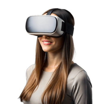 Woman Wearing Virtual Reality Headset png