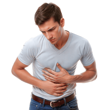 Young Man Clutching Stomach in Pain With a Transparent Background png