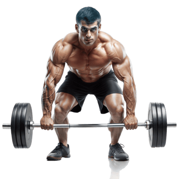 Muscular athlete lifting weights with focus and determination png