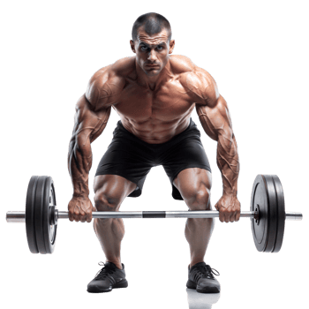 A muscular man is lifting a heavy barbell with intense focus png