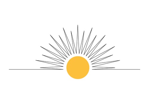 Sun continuous one line drawing sunset and sunrise outline pro illustration vector