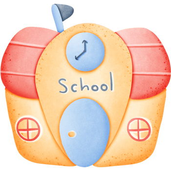 Cute cartoon school watercolor clip art isolated on transparent background png