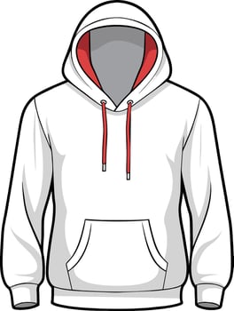 white blank men's hoodie in front view vector