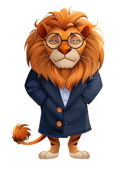 Animal character of fashionable lion png