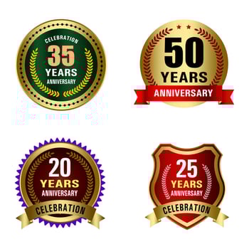 Set of Quality Badges and Labels Design Elements. Golden badge labels and laurel retro vintage collection. Emblem premium luxury logo in retro style template badges collection. vector