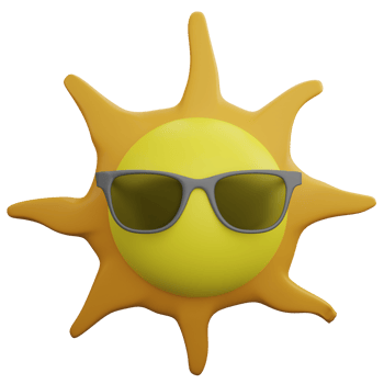 Sun is wearing sunglasses clipart flat design icon isolated on transparent background, 3D render Summer and beach concept png
