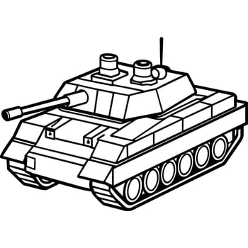 Tank outline coloring book page line art illustration digital drawing vector