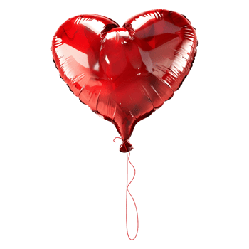 3D Rendering of a Heart Shape Love Balloon on Transparent Background png