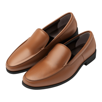 3D Rendering of a Brown Leather Shoes Pair on Transparent Background png