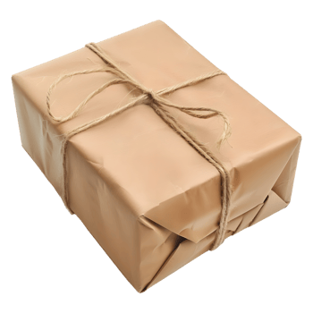 3D Rendering of a Brown Paper Wrapped Gift Box on Transparent Background png