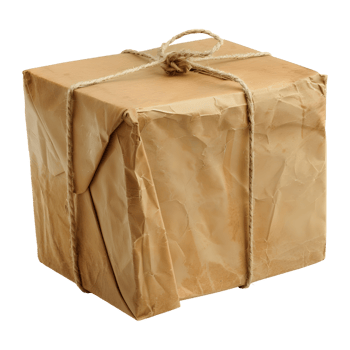 3D Rendering of a Brown Paper Wrapped Gift Box on Transparent Background png