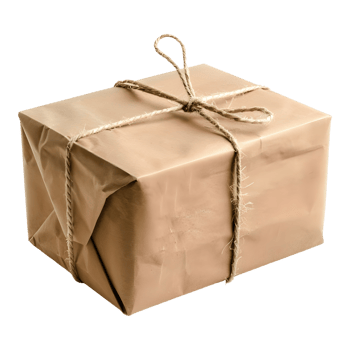 3D Rendering of a Brown Paper Wrapped Gift Box on Transparent Background png