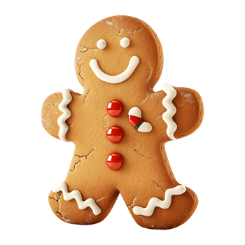 3D Rendering of a Gingerbread Christmas Cookie on Transparent Background png