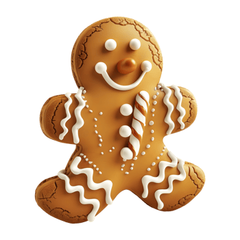 3D Rendering of a Gingerbread Christmas Cookie on Transparent Background png