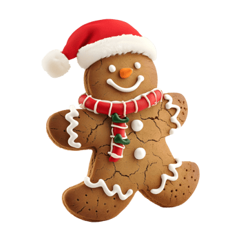 3D Rendering of a Gingerbread Christmas Cookie on Transparent Background png