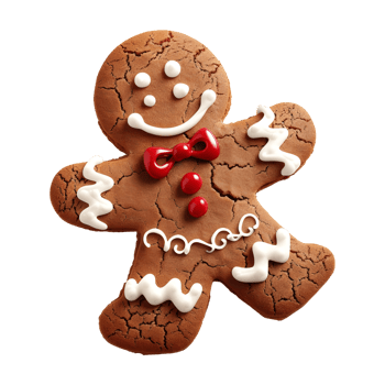 3D Rendering of a Gingerbread Christmas Cookie on Transparent Background png