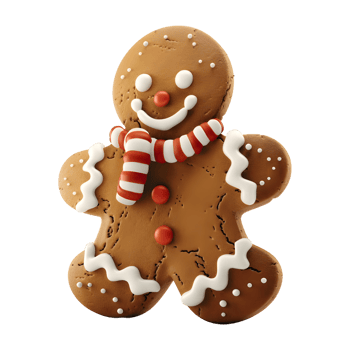 3D Rendering of a Gingerbread Christmas Cookie on Transparent Background png