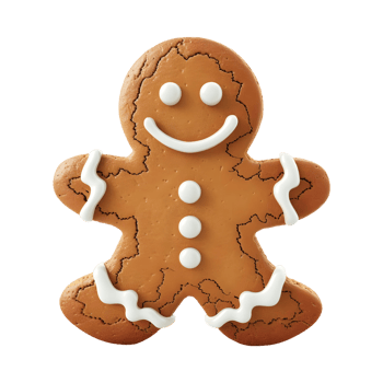 3D Rendering of a Gingerbread Christmas Cookie on Transparent Background png