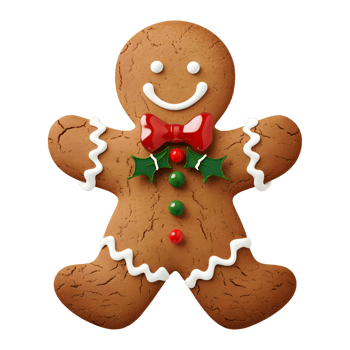3D Rendering of a Gingerbread Christmas Cookie on Transparent Background png
