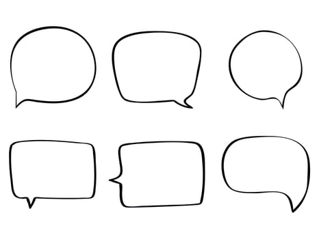 Hand drawn quote poster set. Isolated text box. Black and white empty speech bubbles. vector