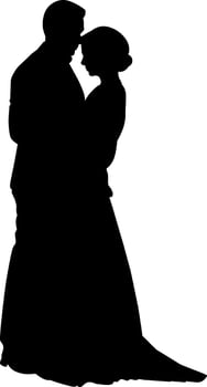 Silhouette of wedding photo on white background vector
