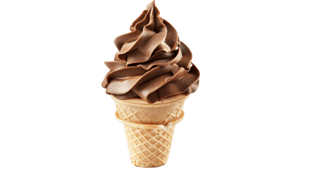 Chocolate Ice Cream Cone Illuminated in Studio Light on the transparent background, Format png