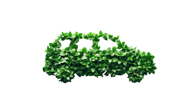 Eco Friendly Car Crafted from Leaves on the transparent background, Format png