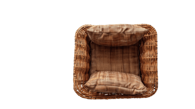 Top-Down View of Wicker Armchair on the transparent background, Format png