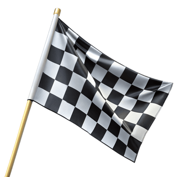 Black and White Checkered Flag Waving on a Transparent Background png