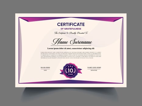 Professional Certificate of appreciation template design sample, elegant blue, gold, garden diploma certificate clean modern certificate. Certificate border template with luxury illustration vector
