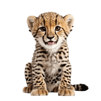 baby cheetah sitting isolated transparent photo png
