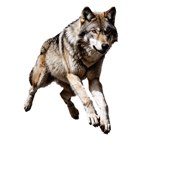 wolf jumping and running isolated transparent png