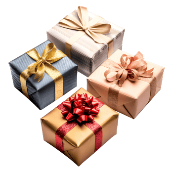 Festive Gift Boxes with Ribbon Isolated on Transparent Background. png