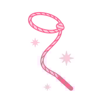 Cowboy Pink core lariat, lasso. Cowboy western and wild west theme concept. Hand drawn rope illustration. Doodle icon of knout vector