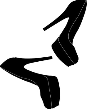 Silhouette ladies shoes on white background vector