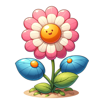 adorable flower character in cartoon style png