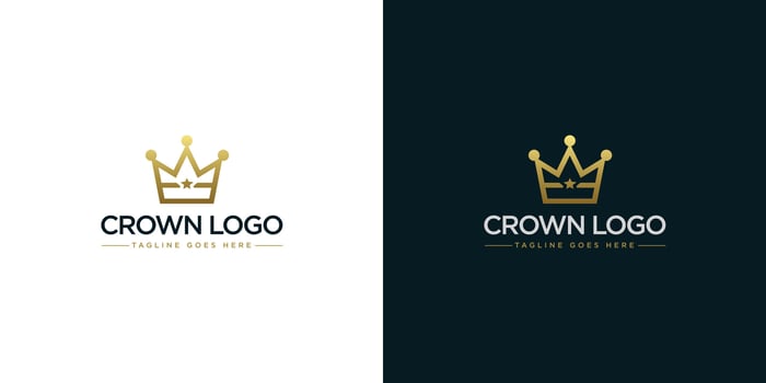 Gold crown logo illustration with minimalist design style vector