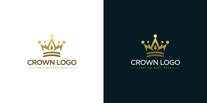 Gold crown logo illustration with minimalist design style vector