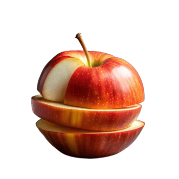 Sliced Red Apple Suspended in Mid-Air Against Transparent Background png