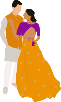 Indian Haldi Couple Illustration for Haldi ceremony invitation, save the date, e-invite cards png