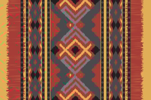Ikat Seamless Pattern Embroidery Background. Ikat Pattern Geometric Ethnic Oriental Pattern traditional.aztec Style Abstract illustration.design Texture,fabric,clothing,wrapping,sarong. vector
