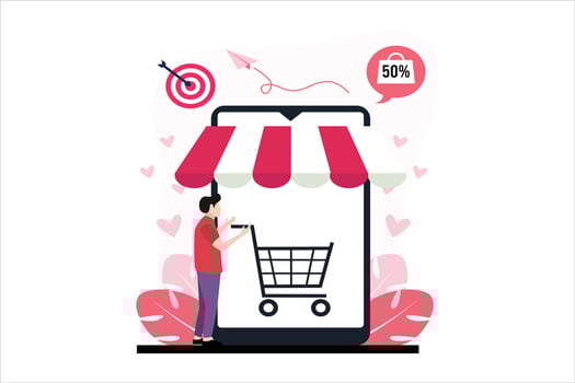 Online Shopping Flat Illustration Design vector