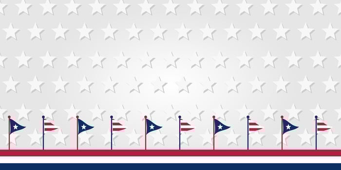 American national holiday background with US flag. design free copy space area. template for banner, greeting card, invitation, social media, web. vector