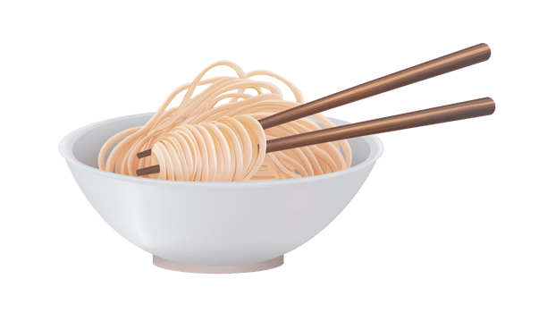Instant noodle with chopsticks Isolated png