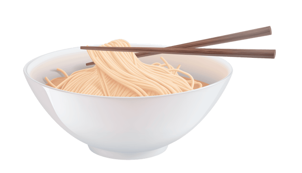 Instant noodle with chopsticks Isolated png