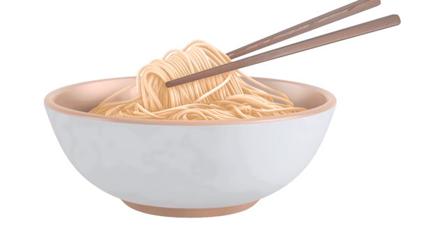 Instant noodle with chopsticks Isolated png